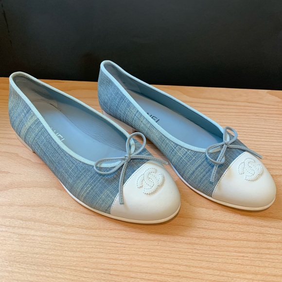chanel denim flats